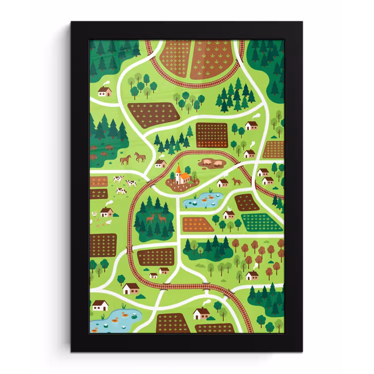 Poster met lijst - Platteland - Dieren - Illustratie — 1