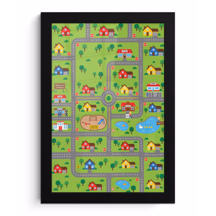Poster met lijst - Stad - Wegen - Cartoon — 1
