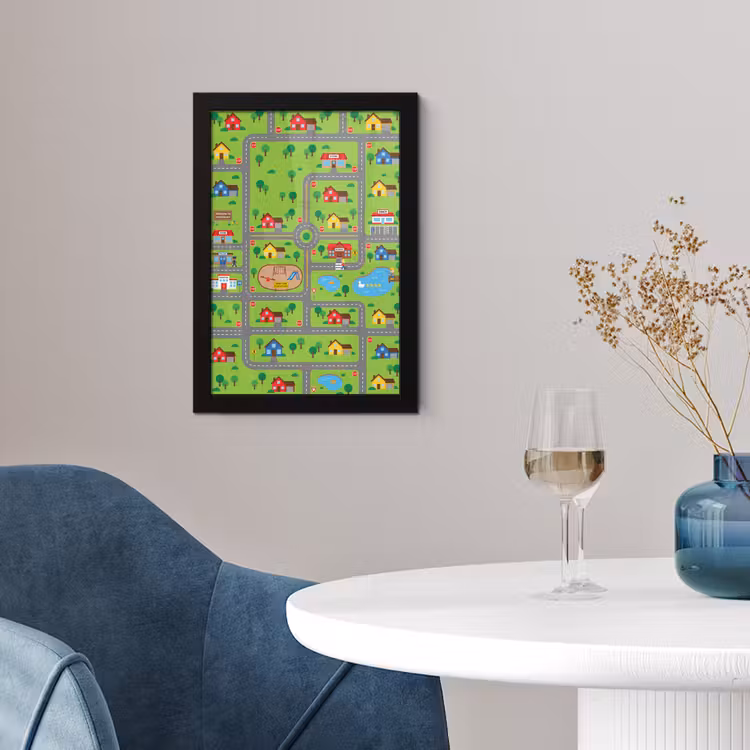 Poster met lijst - Stad - Wegen - Cartoon — 2