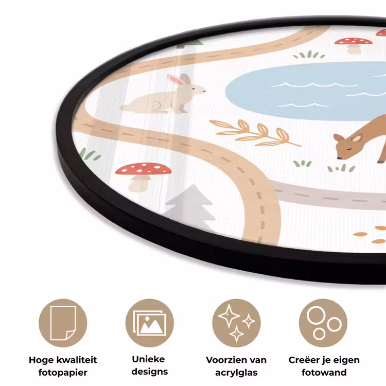 Ronde fotolijst - Dieren - Bos - Illustratie — 2