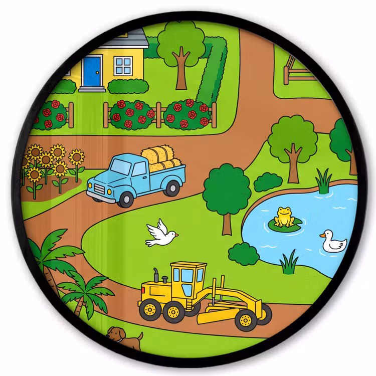 Ronde fotolijst - Platteland - Dieren - Cartoon — 1