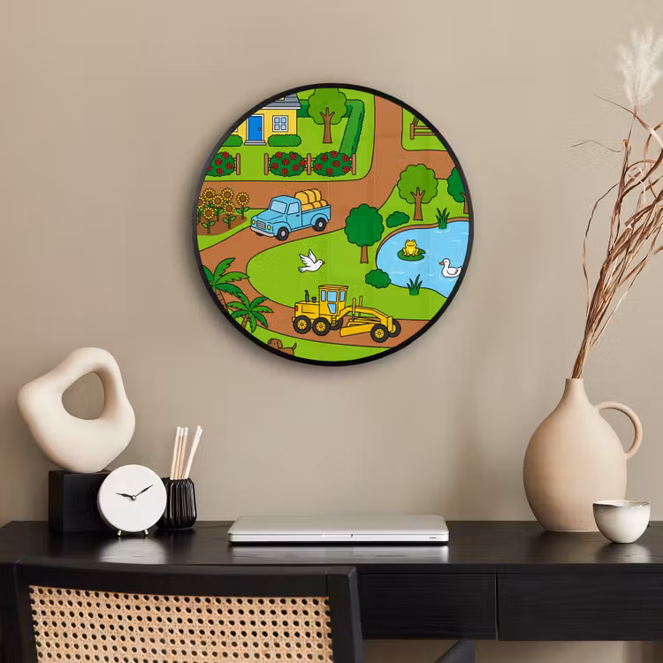 Ronde fotolijst - Platteland - Dieren - Cartoon — 3