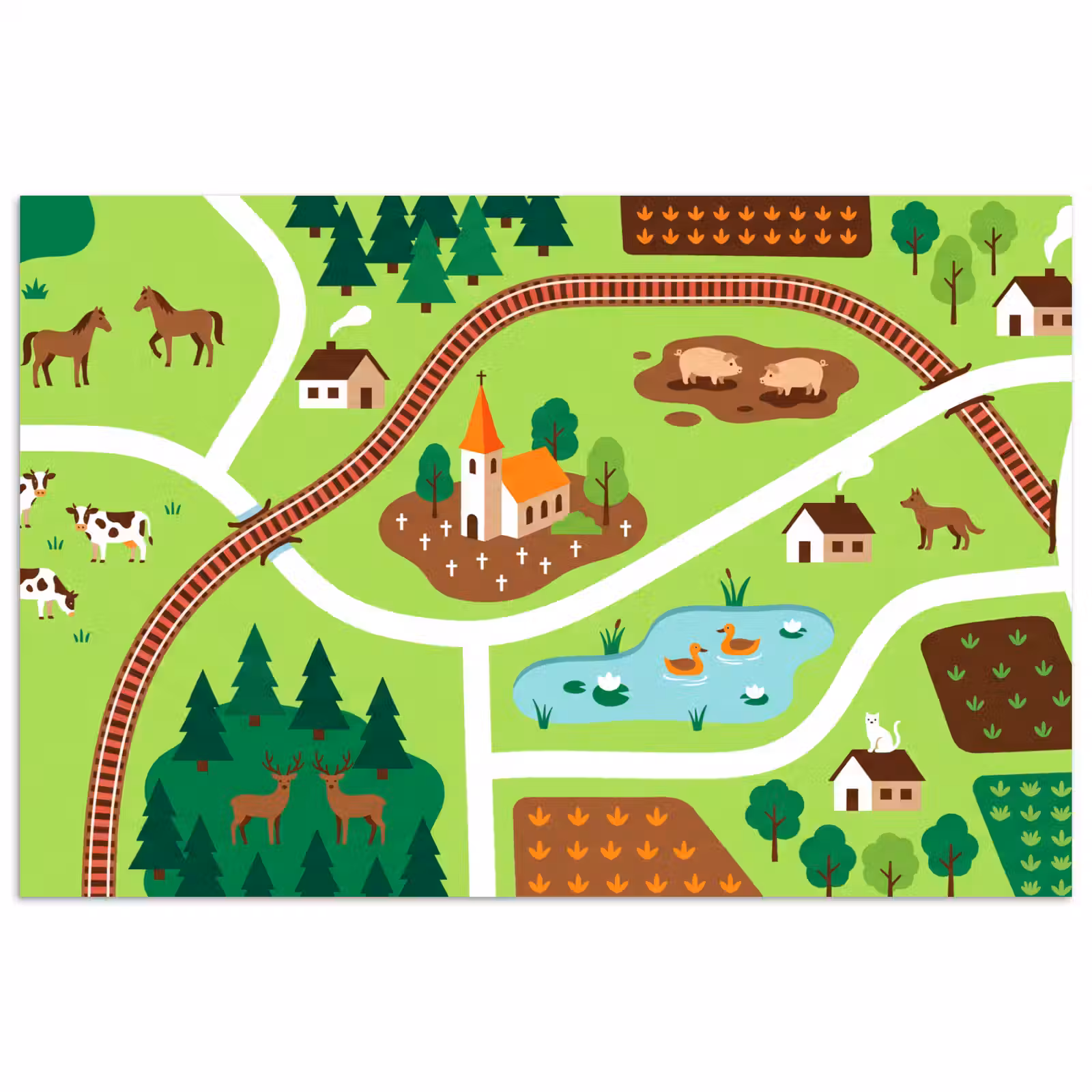 Poster - Platteland - Dieren - Illustratie — 1