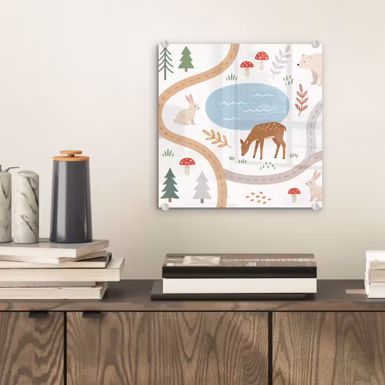 Glas schilderij - Dieren - Bos - Illustratie — 2