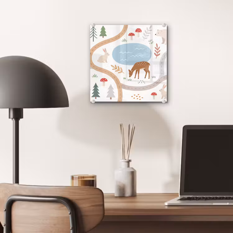 Glas schilderij - Dieren - Bos - Illustratie — 7