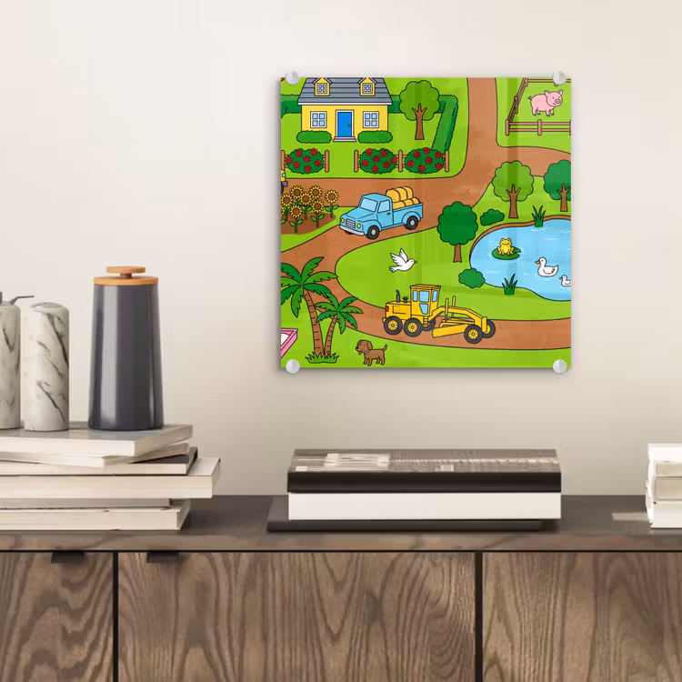 Glas schilderij - Platteland - Dieren - Cartoon — 2