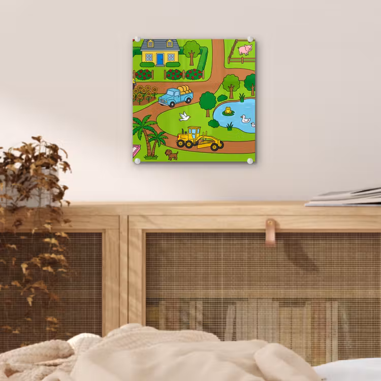 Glas schilderij - Platteland - Dieren - Cartoon — 5