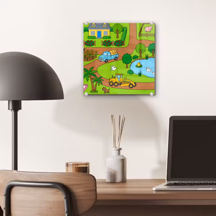 Glas schilderij - Platteland - Dieren - Cartoon — 7