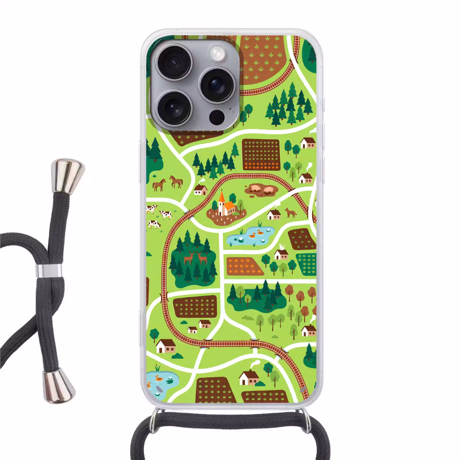 Telefoonhoesje met koord - Platteland - Dieren - Illustratie — 1