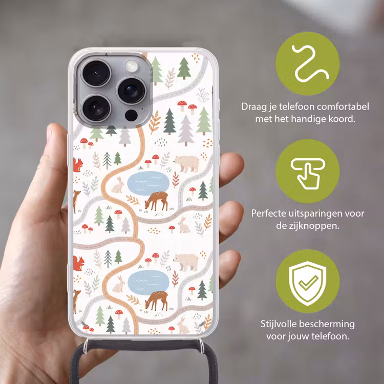Telefoonhoesje met koord - Dieren - Bos - Illustratie — 4