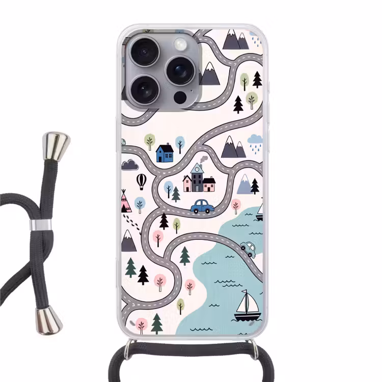 Telefoonhoesje met koord - Kaart - Stad - Kindvriendelijk — 1