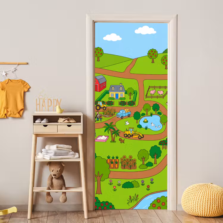 Deursticker - Platteland - Dieren - Cartoon — 6