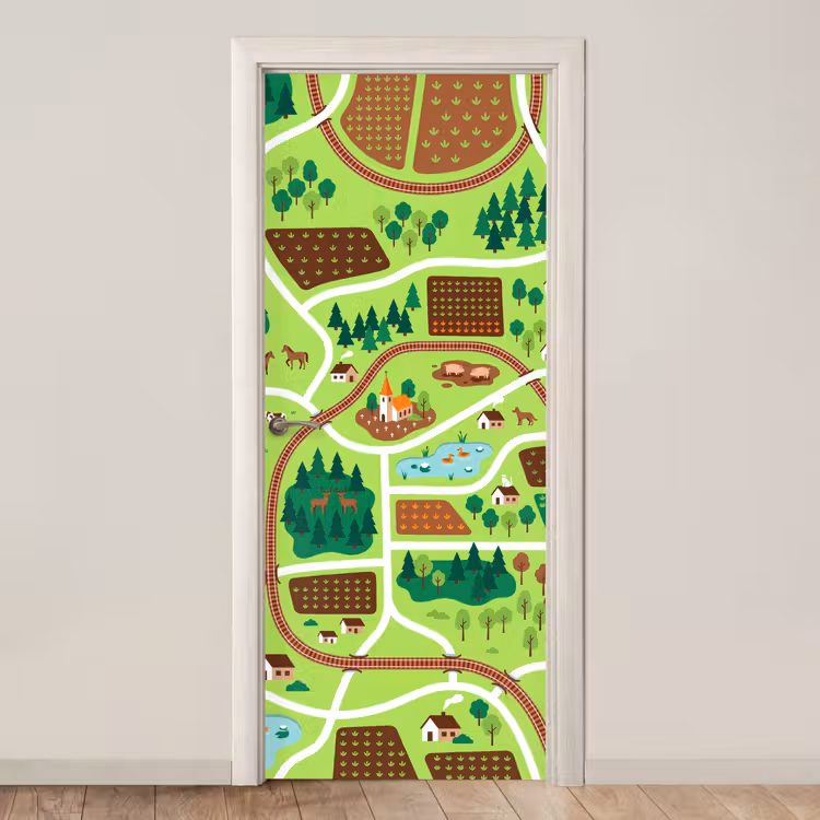 Deursticker - Platteland - Dieren - Illustratie — 1