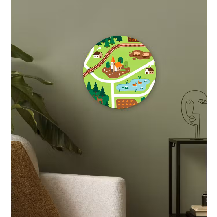 Muurcirkel glas - Platteland - Dieren - Illustratie — 3