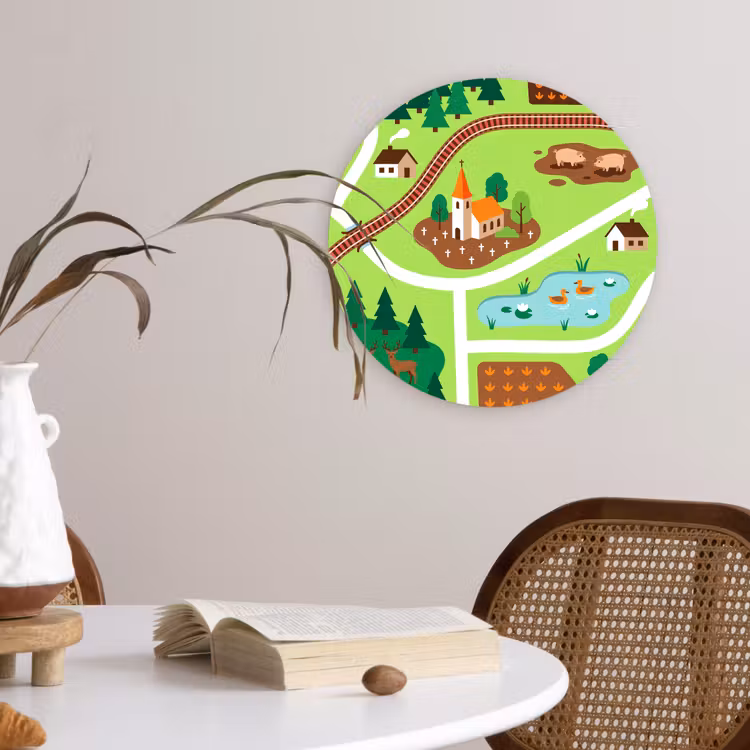 Muurcirkel glas - Platteland - Dieren - Illustratie — 4