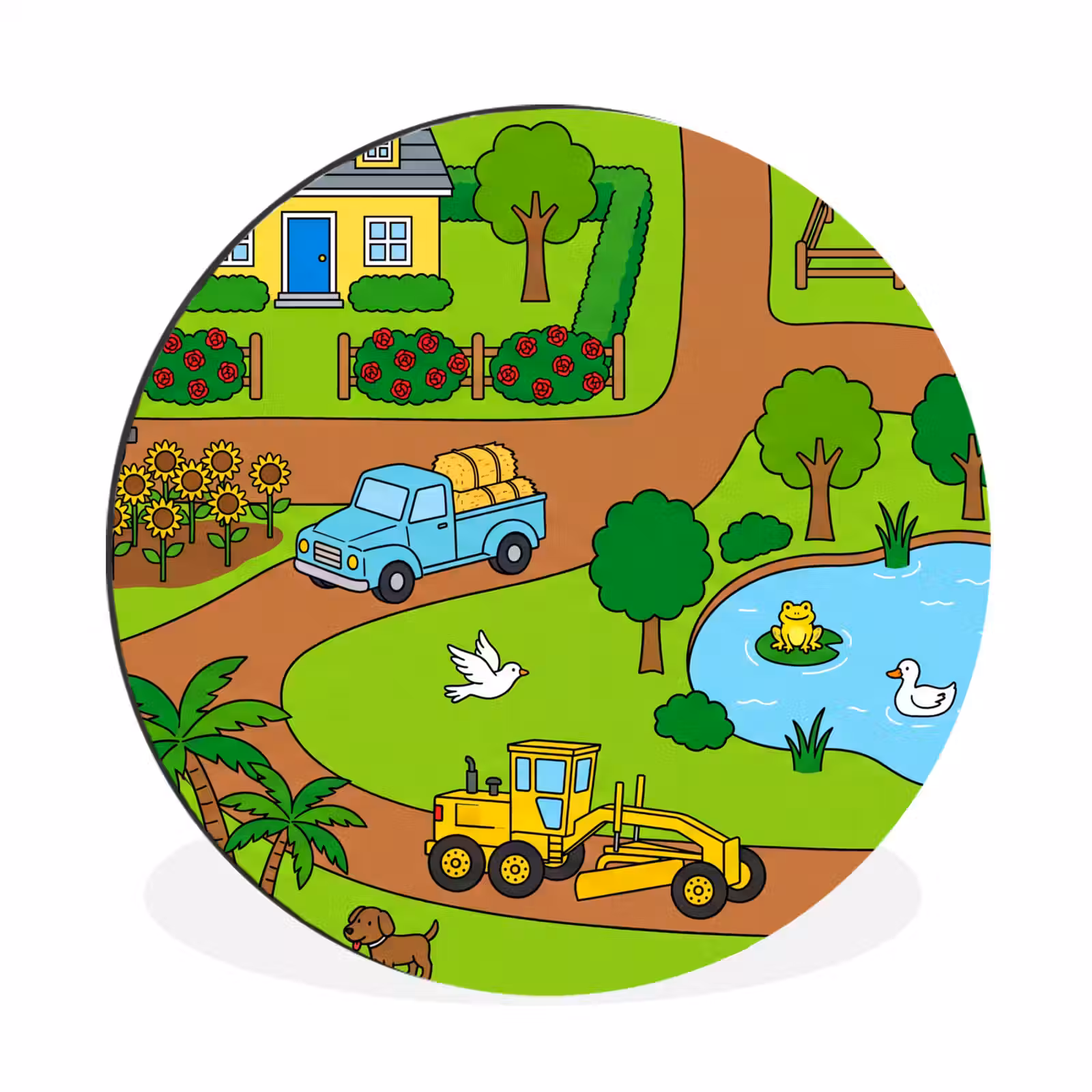 Muurcirkel aluminium - Platteland - Dieren - Cartoon — 1