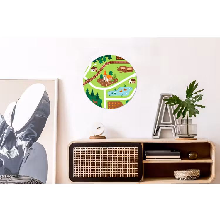 Muurcirkel aluminium - Platteland - Dieren - Illustratie — 3
