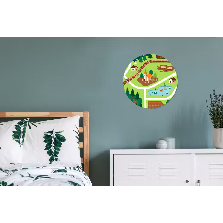 Muurcirkel aluminium - Platteland - Dieren - Illustratie — 4
