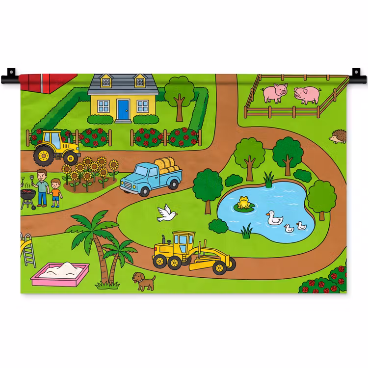 Wandkleed - Platteland - Dieren - Cartoon — 1