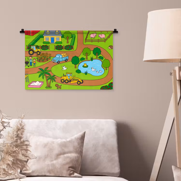 Wandkleed - Platteland - Dieren - Cartoon — 2