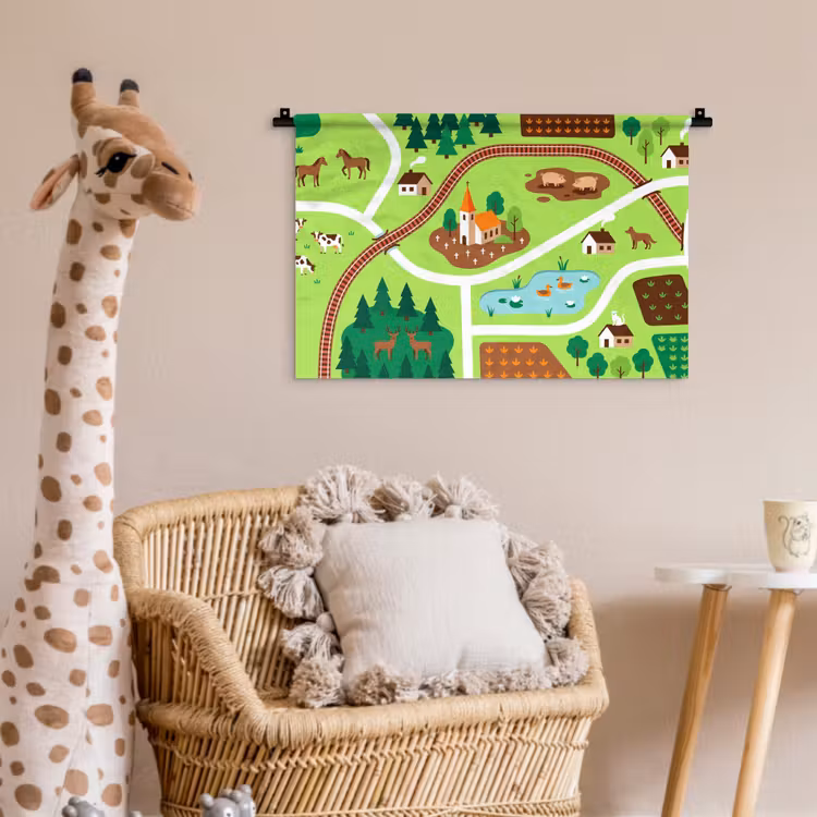 Wandkleed - Platteland - Dieren - Illustratie — 5