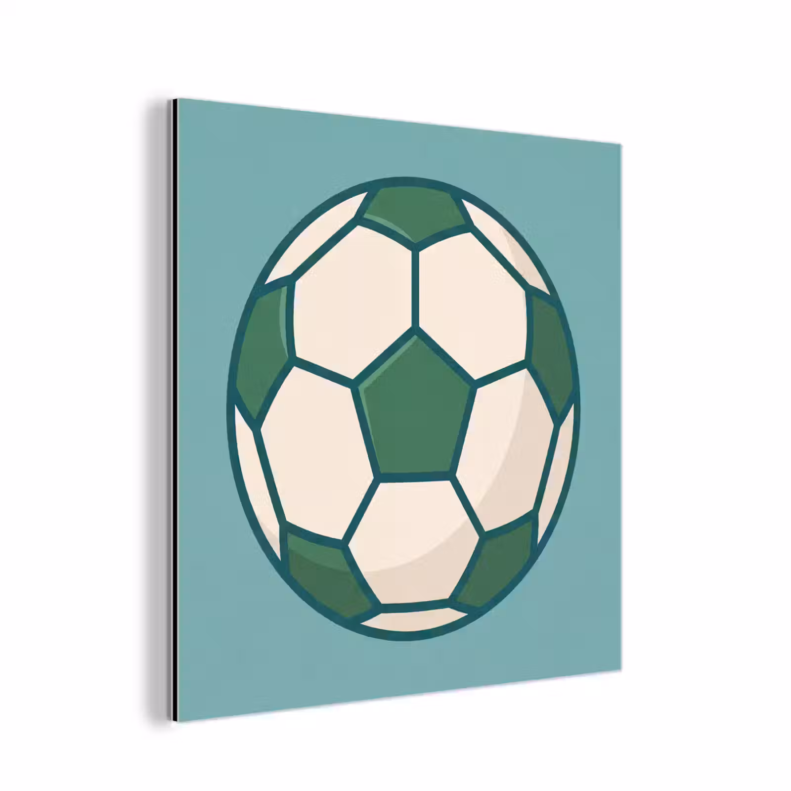 Aluminium schilderij - Voetbal - Geometrisch - Sport - Illustratie - Blauwgroen — 1