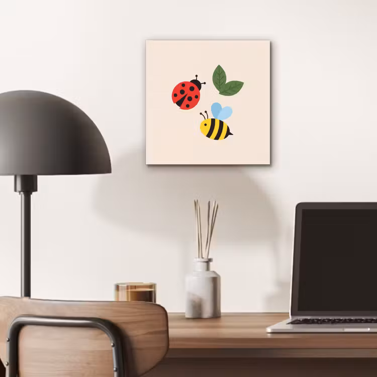 Aluminium schilderij - Insect - Blad - Natuur - Speels - Illustratie — 6
