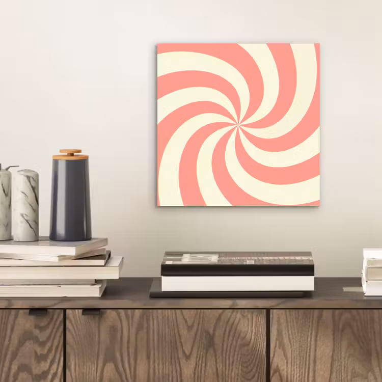 Aluminium schilderij - Spiraal - Patroon - Abstract - Roze - Beige — 2