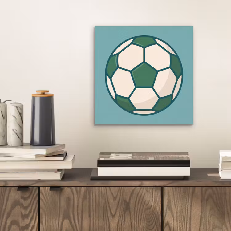 Aluminium schilderij - Voetbal - Geometrisch - Sport - Illustratie - Blauwgroen — 2