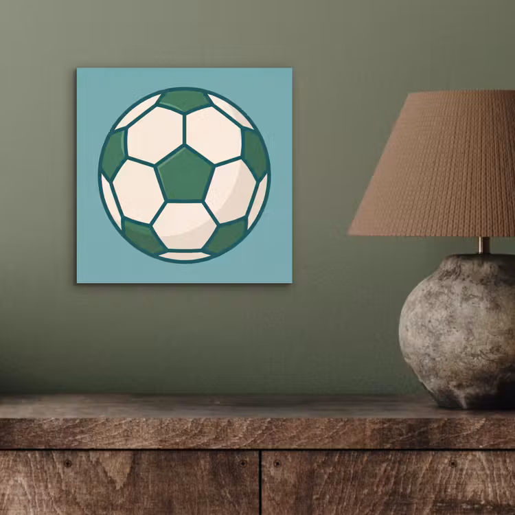 Aluminium schilderij - Voetbal - Geometrisch - Sport - Illustratie - Blauwgroen — 3