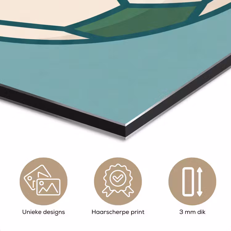 Aluminium schilderij - Voetbal - Geometrisch - Sport - Illustratie - Blauwgroen — 7