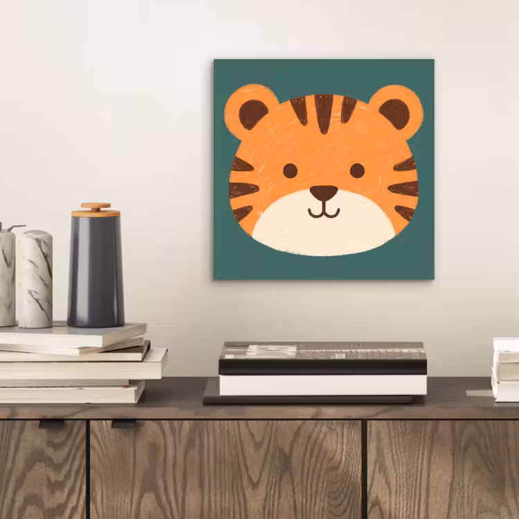 Aluminium schilderij - Dieren - Kop - Oranje - Illustratie - Modern — 2