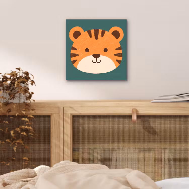 Aluminium schilderij - Dieren - Kop - Oranje - Illustratie - Modern — 4