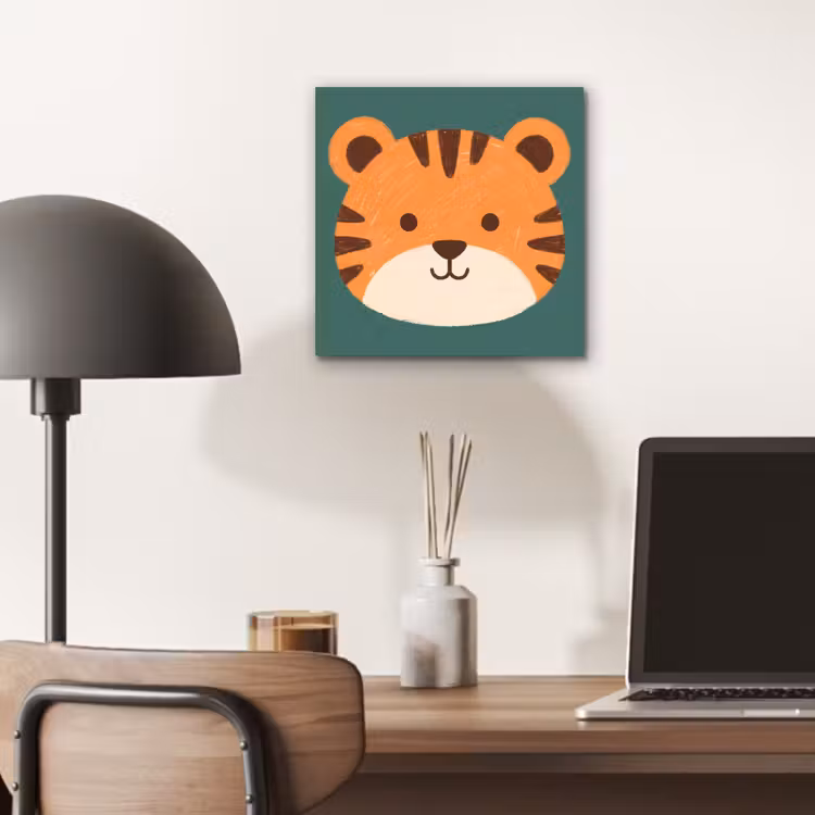 Aluminium schilderij - Dieren - Kop - Oranje - Illustratie - Modern — 6