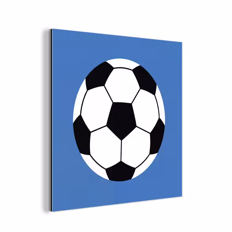 Aluminium schilderij - Voetbal - Zwart-wit - Sport - Illustratie - Blauw — 1
