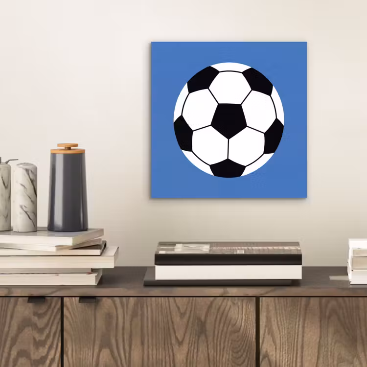 Aluminium schilderij - Voetbal - Zwart-wit - Sport - Illustratie - Blauw — 2