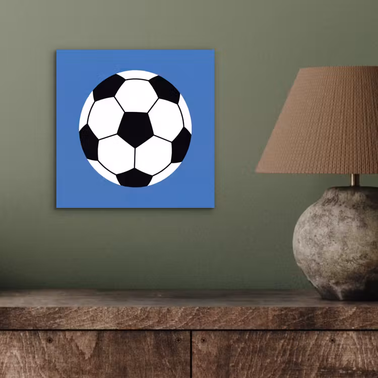Aluminium schilderij - Voetbal - Zwart-wit - Sport - Illustratie - Blauw — 3