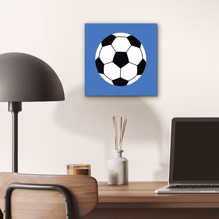 Aluminium schilderij - Voetbal - Zwart-wit - Sport - Illustratie - Blauw — 6