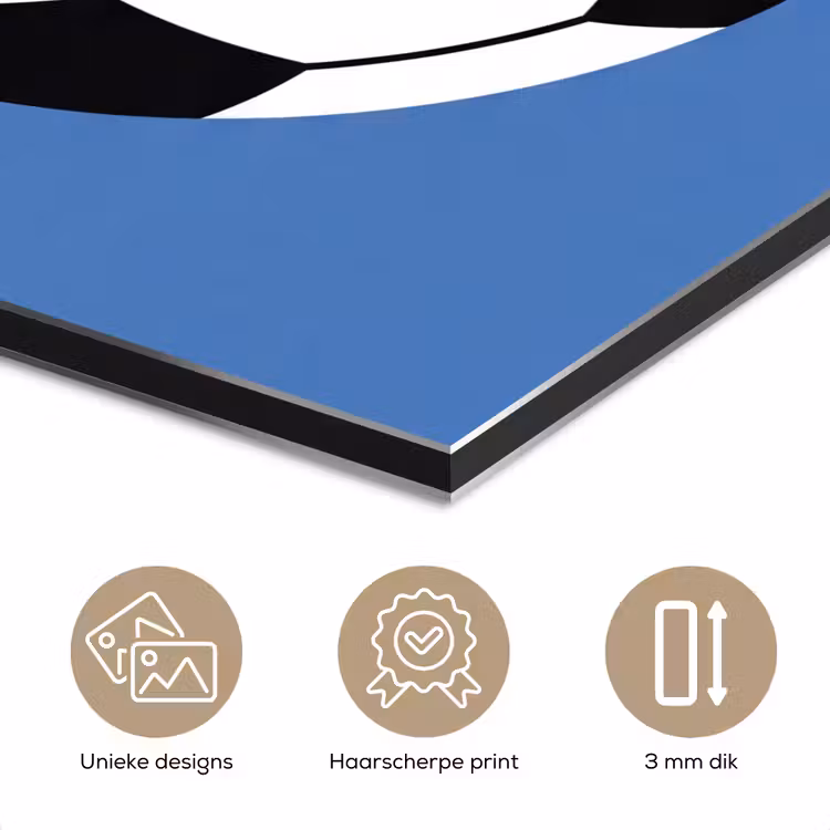 Aluminium schilderij - Voetbal - Zwart-wit - Sport - Illustratie - Blauw — 7