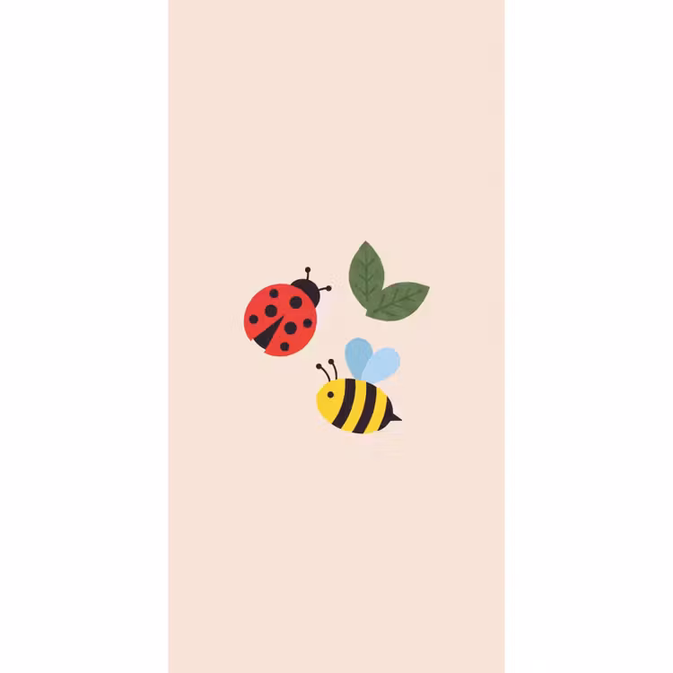 Behang - Insect - Blad - Natuur - Speels - Illustratie — 2