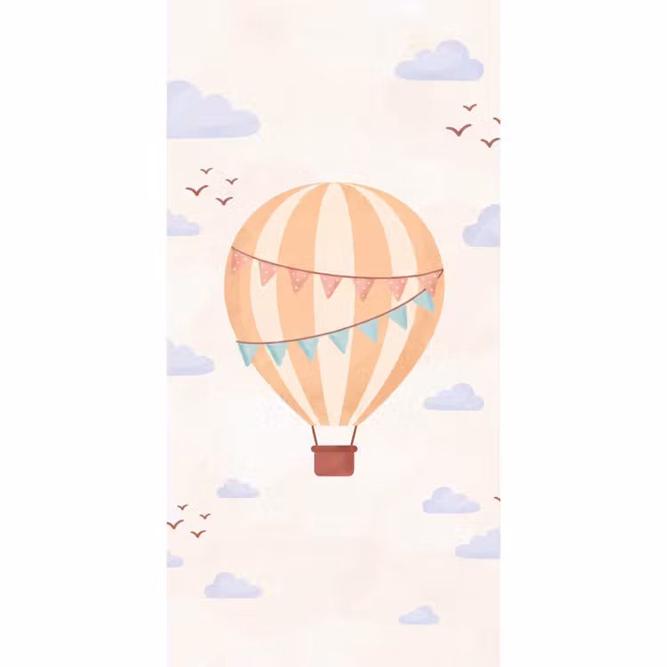 Behang - Luchtballon - Wolken - Illustratie - Zacht - Kinderkamer — 2