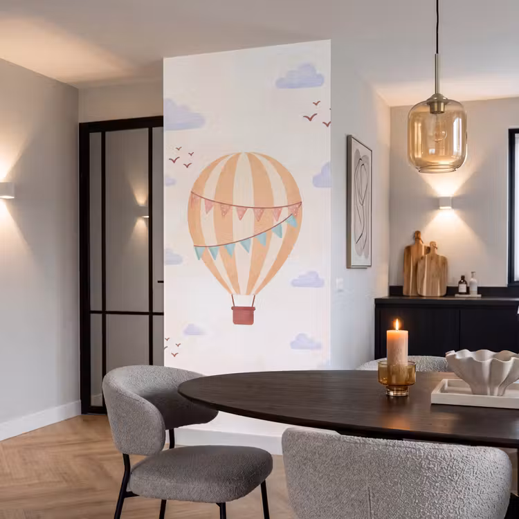 Behang - Luchtballon - Wolken - Illustratie - Zacht - Kinderkamer — 5