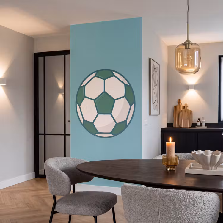 Behang - Voetbal - Geometrisch - Sport - Illustratie - Blauwgroen — 5