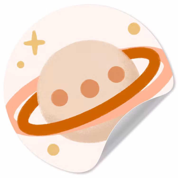 Behangcirkel - Planeet - Ringen - Ruimte - Illustratie - Beige — 1