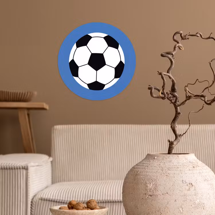 Behangcirkel - Voetbal - Zwart-wit - Sport - Illustratie - Blauw — 2
