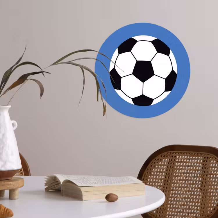 Behangcirkel - Voetbal - Zwart-wit - Sport - Illustratie - Blauw — 4
