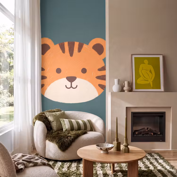 Behang - Dieren - Kop - Oranje - Illustratie - Modern — 1