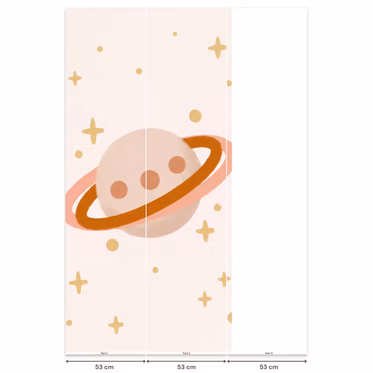 Behang - Planeet - Ringen - Ruimte - Illustratie - Beige — 6