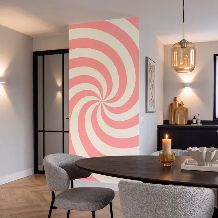 Behang - Spiraal - Patroon - Abstract - Roze - Beige — 5