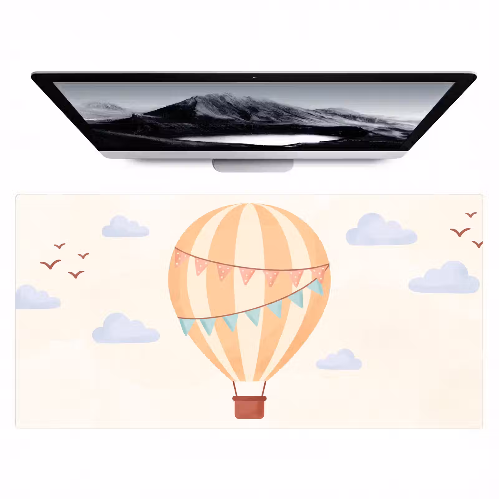 Bureau onderlegger - Luchtballon - Wolken - Illustratie - Zacht - Kinderkamer — 1